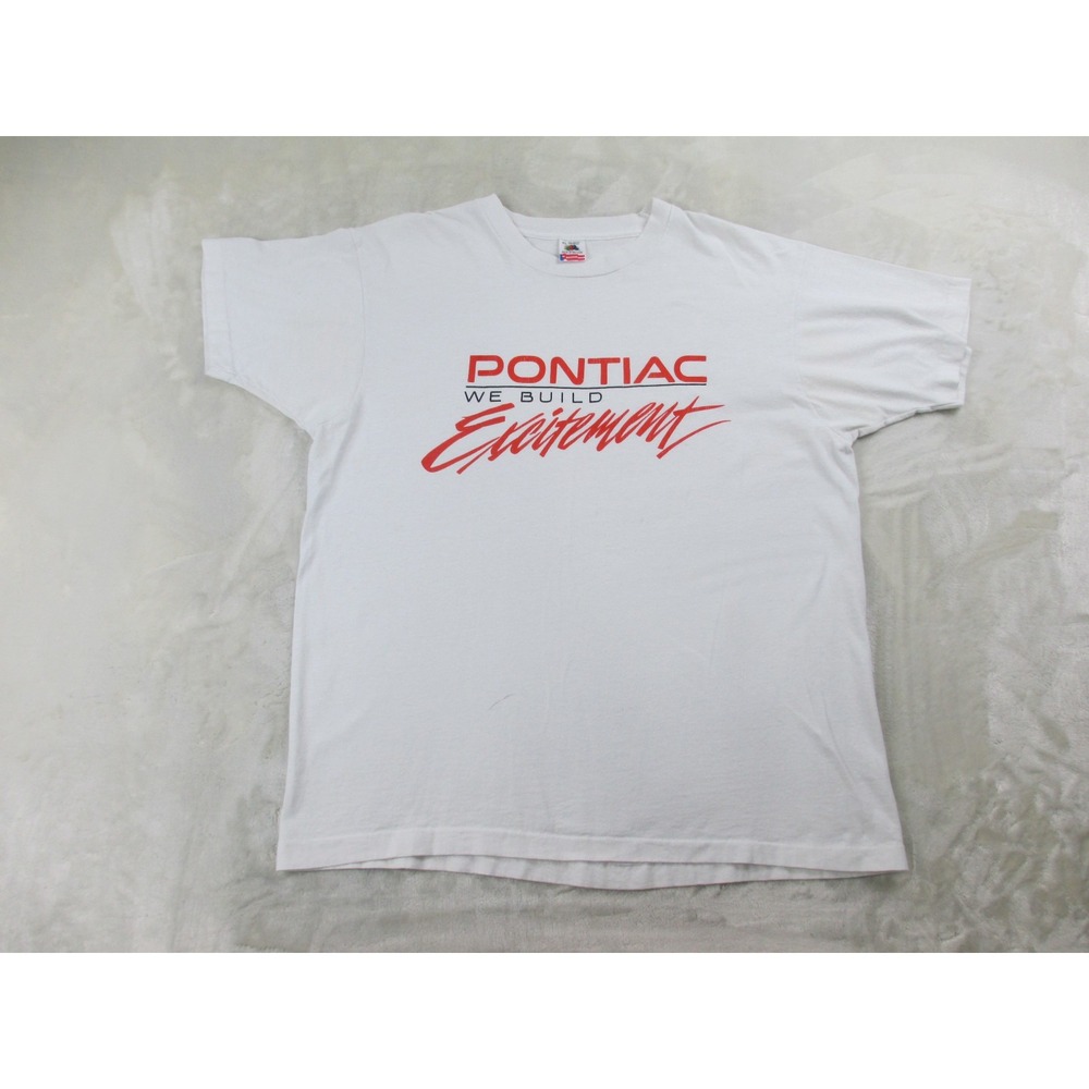 VINTAGE Fruit Of The Loom Shirt Mens Extra Large White Pontiac Build Excitement*